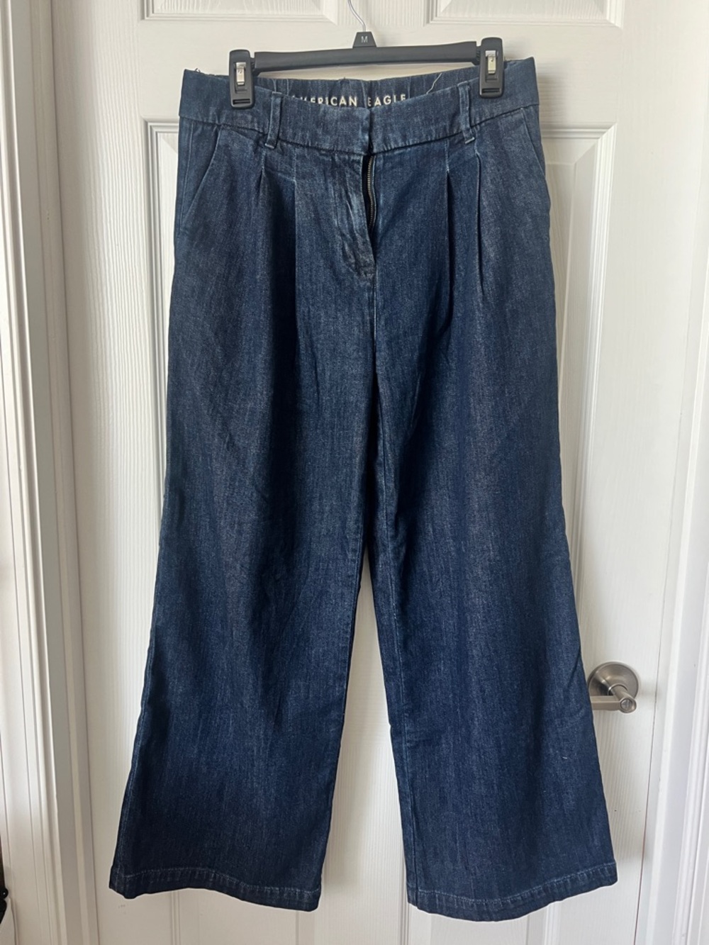 American Eagle Outfitters Wide Leg Jeans in Dark Blue Denim